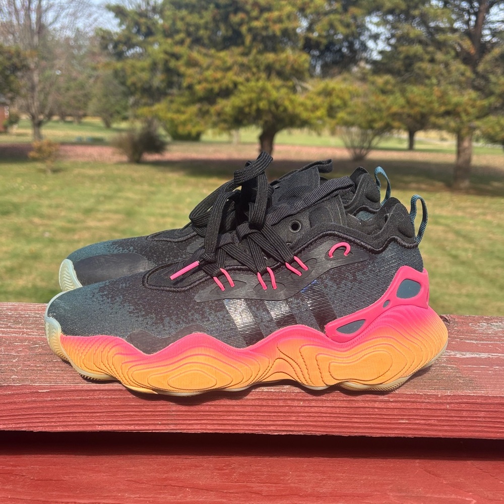 Adidas Kids' Black and Pink Gradient Sneakers
